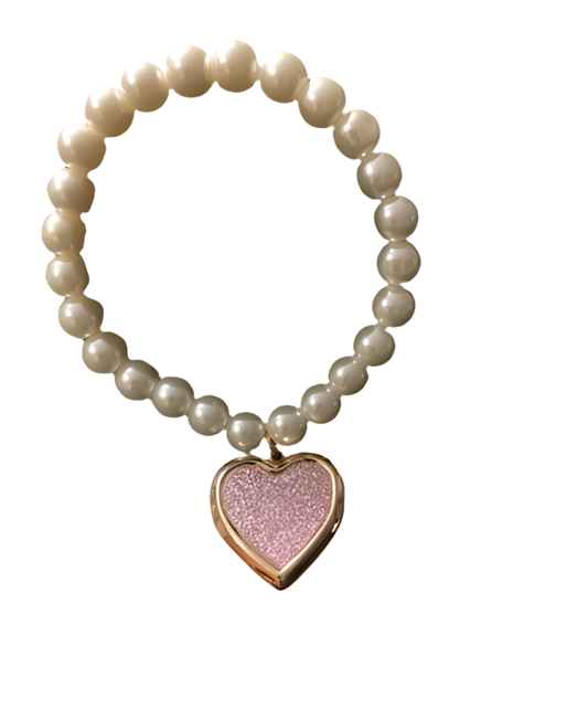 The WAIIA Pearl Shimmery Pink and Gold Lockett Bracelet